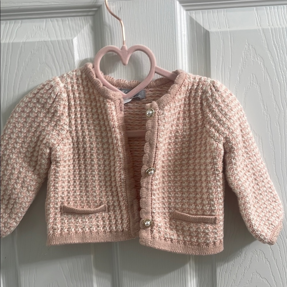 Chic Baby Pink Knit Cardigan matching set